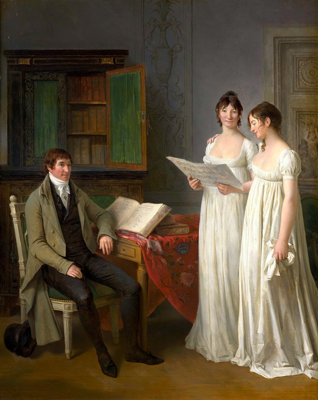 Portrait of Etienne-François Marchand and his two daughters Désirée and Catherine by Marguerite Gérard