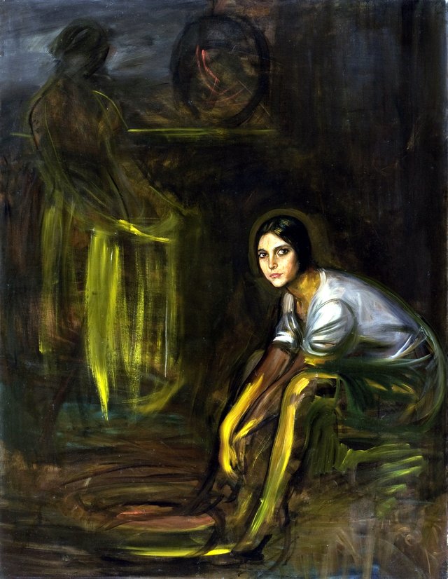 Composición con la chiquita piconera by Julio Romero de Torres
