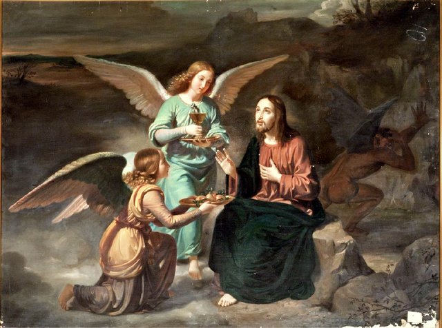 Comida milagrosa de Jesús en el desierto by Joaquín Espalter y Rull