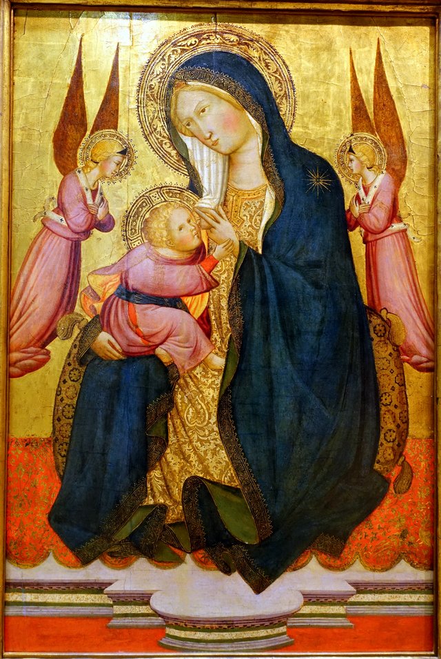Madonna and Child Adored by Two Angels, Madonna of Humility by Agnolo Gaddi