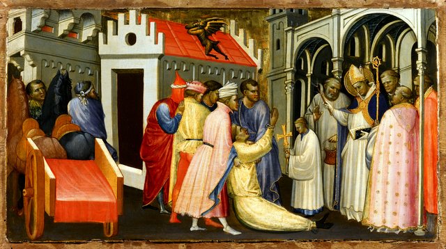 Saint Hugh of Lincoln Exorcises a Man Possessed by the Devil by Gherardo Starnina
