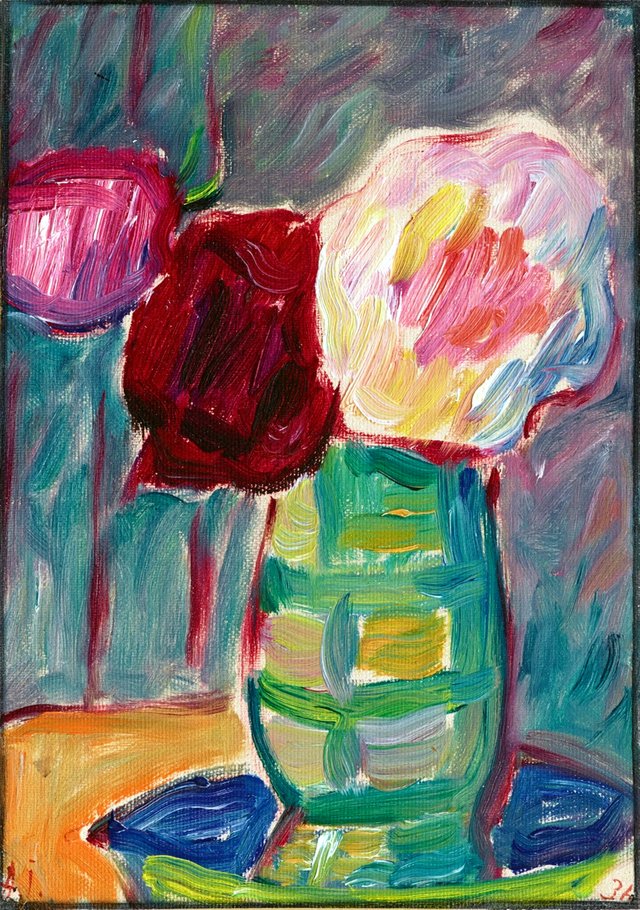 Grosses Stilleben: Blumen in bauchiger Vase by Alexej von Jawlensky