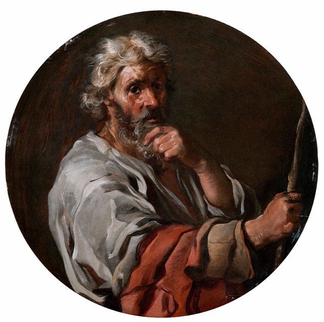 An Old Man Holding a Stick by Bernhard Keil