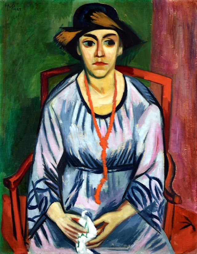 Das blaue Kleid: Bildnis Frau Dr. Plietzsch by Max Pechstein