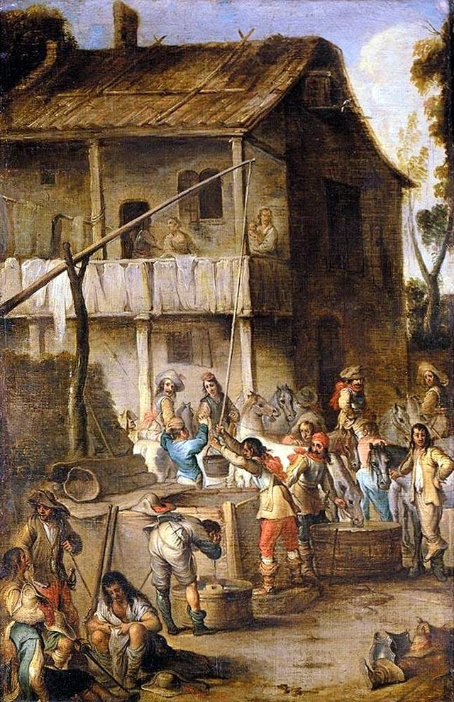 Soldiers before a Tavern by Cornelis de Wael
