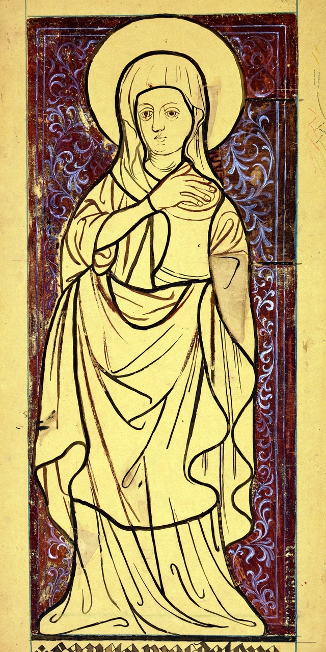 Saint Mary Magdalene. Artistic reconstruction of a stained-glass panel from the Dominican church in Kraków by Stanisław Wyspiański
