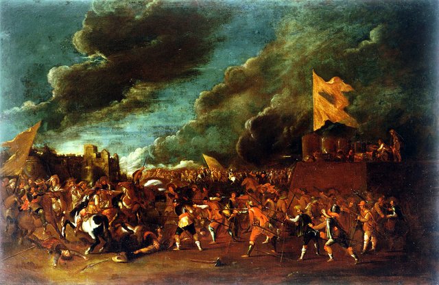 Battle against a fortified city by Cornelis de Wael