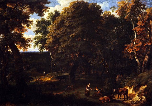 Landscape with Cattle and Figures by Cornelis Huysmans