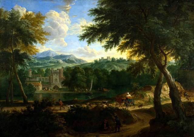 Landscape with sheep by Cornelis Huysmans