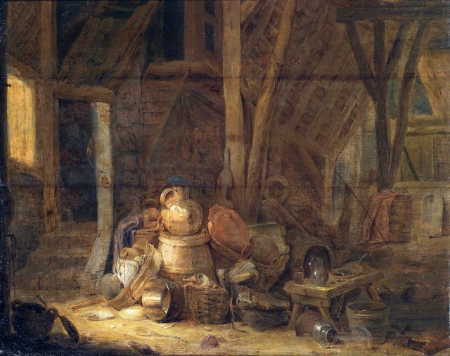 Scheuneninterieur by Cornelis Saftleven