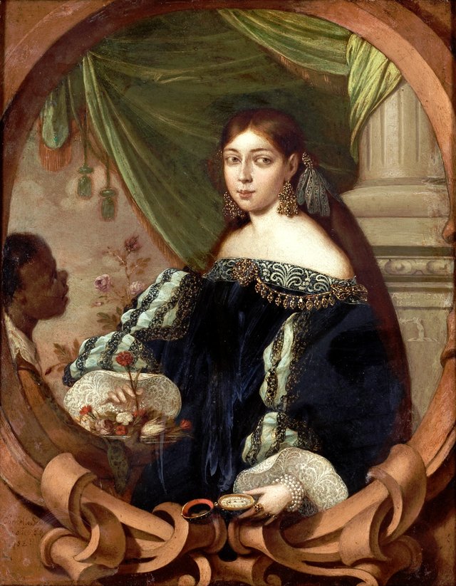 Portrait of a Renaissance Lady with a black Servant by Cornelis Schut III