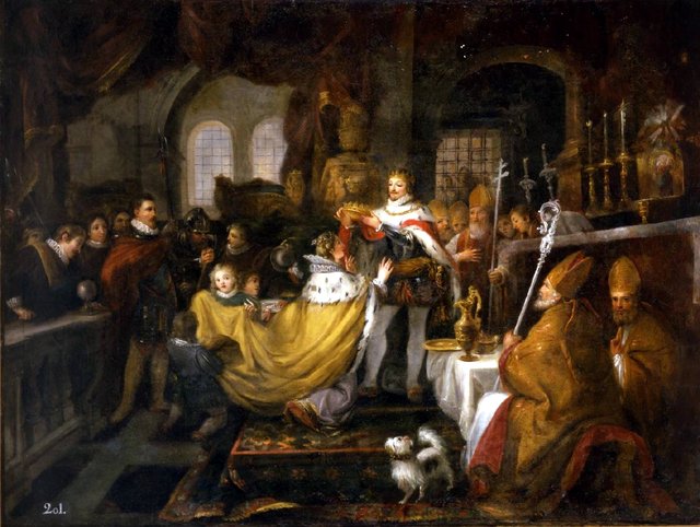 Coronación de Alfonso XI y su mujer Doña María en Las Huelgas de Burgos by Antonio Carnicero