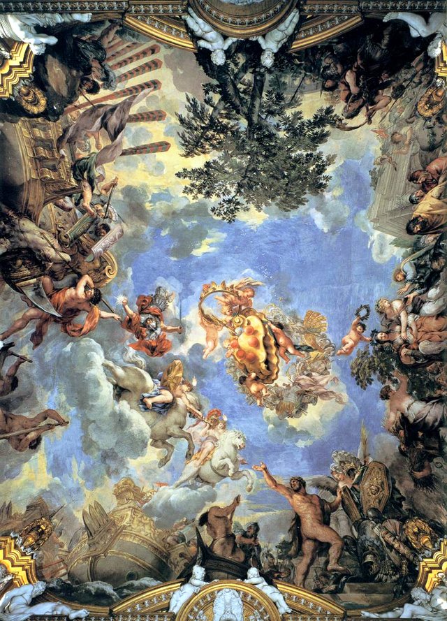 Ceiling fresco with Medici coat-of-arms by Pietro da Cortona
