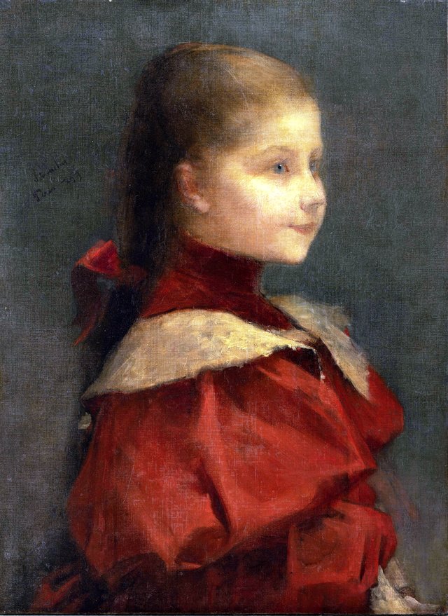 Girl in red dress by Stanisław Wyspiański