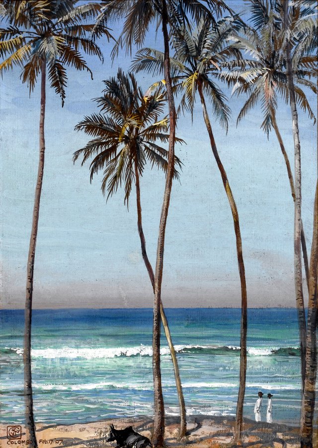 Under the palms at the Galle Face, Ceylon by Walter Crane
