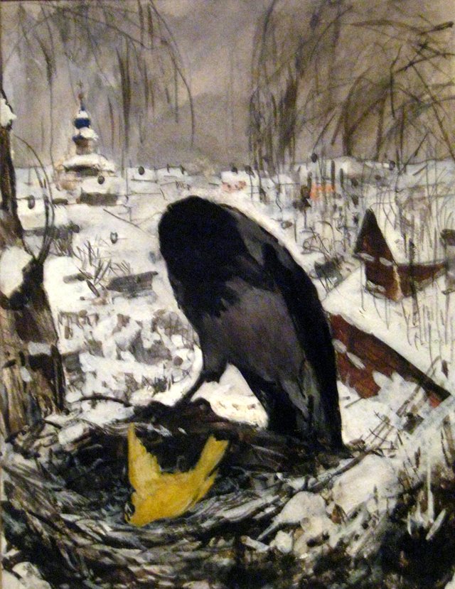 Crow and canary by Valentin Serov