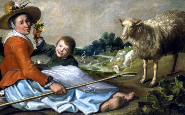 Shepherdess with a child by Jacob Gerritsz. Cuyp