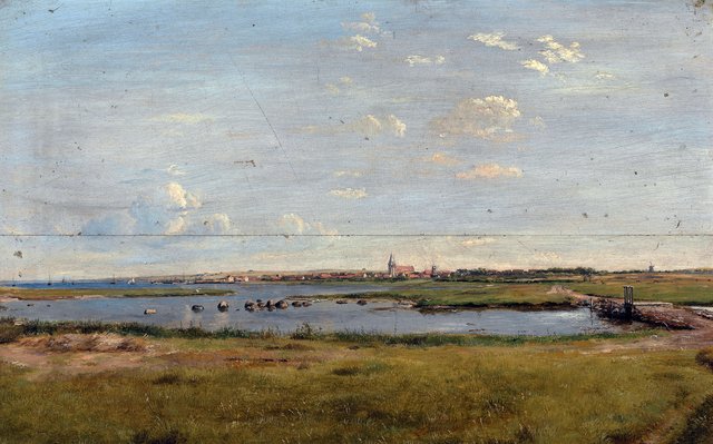 Assens seen from the salt marshes at Assens Næs Beach by Dankvart Dreyer