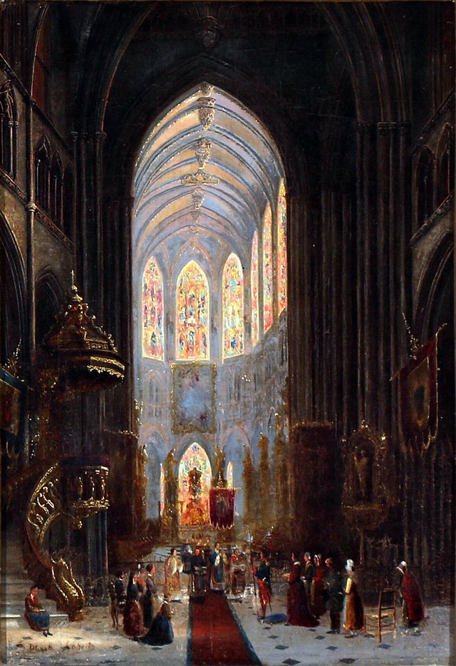 Interior from the church of St. Jacques in Dieppe by David Roberts