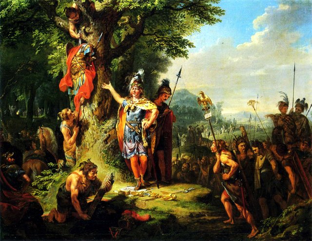Der Triumph Hermanns nach seinem Sieg über Varus by Johann Heinrich Tischbein