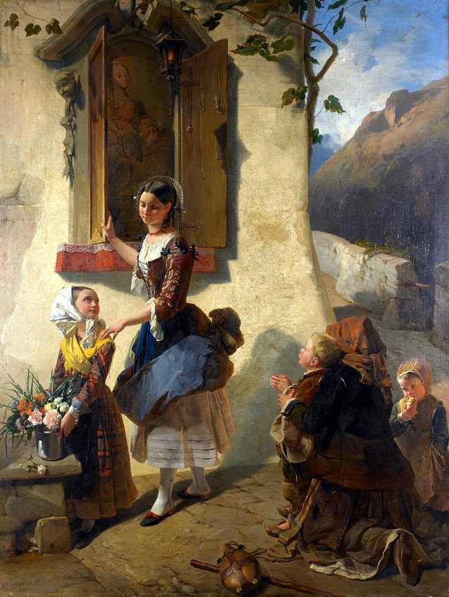 Devotion to an image of the Virgin Mary in the open field in Brianza by Giuseppe Molteni