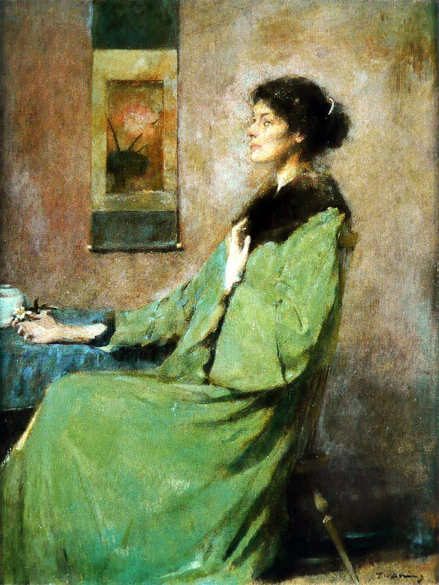 Portrait of a Lady Holding a Rose by Thomas Dewing