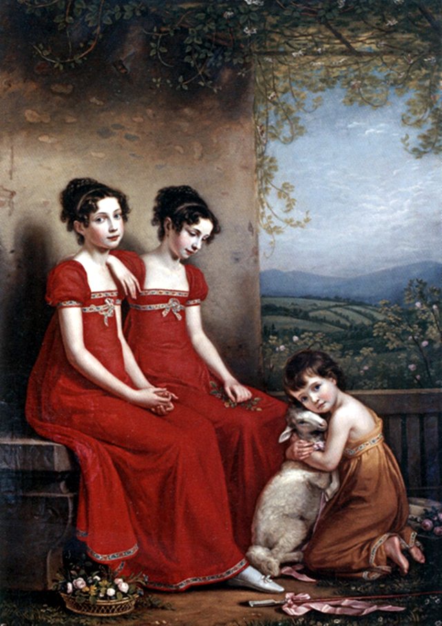 Portrait of the Elisabeth, Amalie and Maximiliane von Bayern by Joseph Karl Stieler