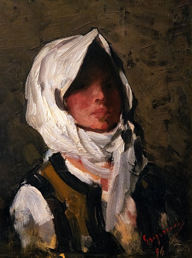 Portrait of a young peasant woman by Nicolae Grigorescu