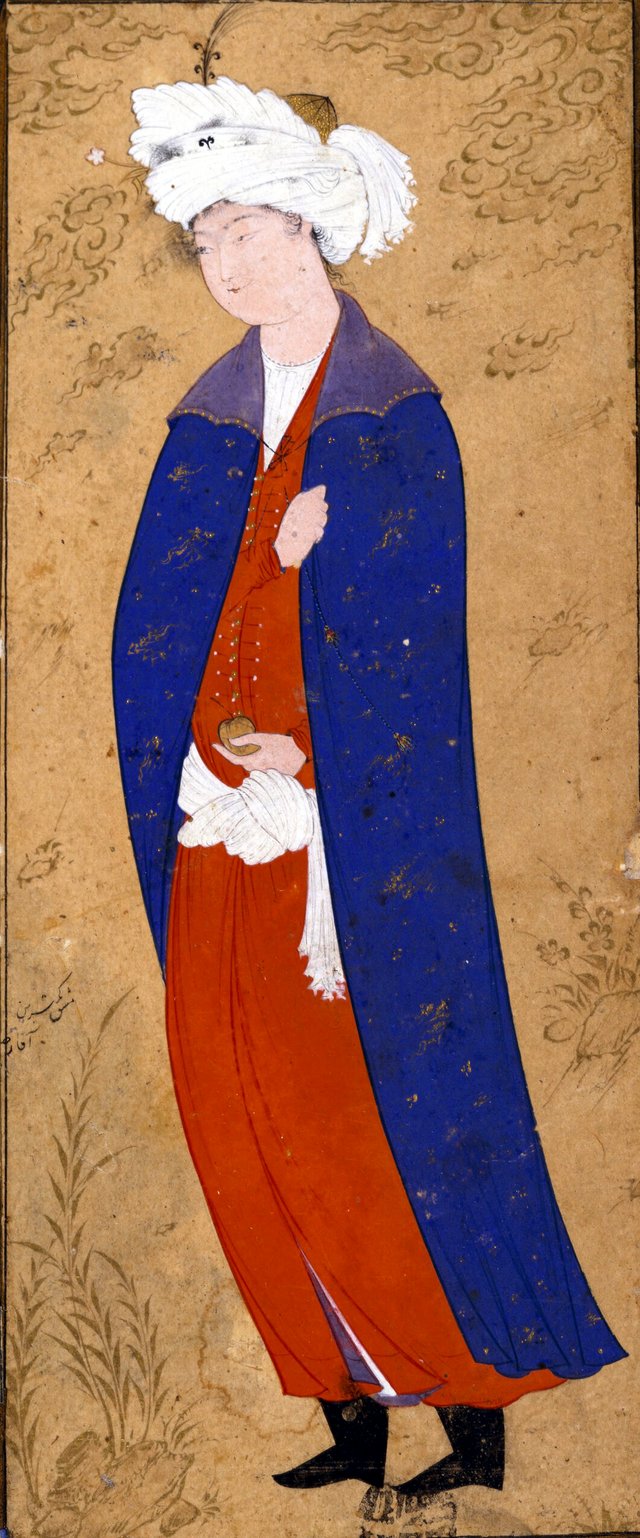 Young Man in a Blue Cloak by Reza Abbasi