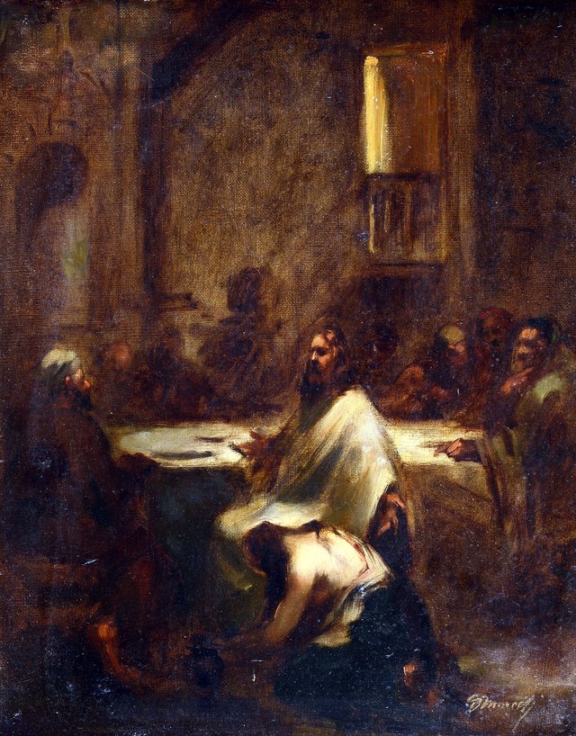 La Maddalena ai piedi di Gesù by Domenico Morelli