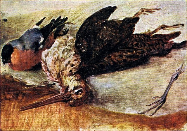 Double snipe and bullfinch by Vasily Andreevich Tropinin