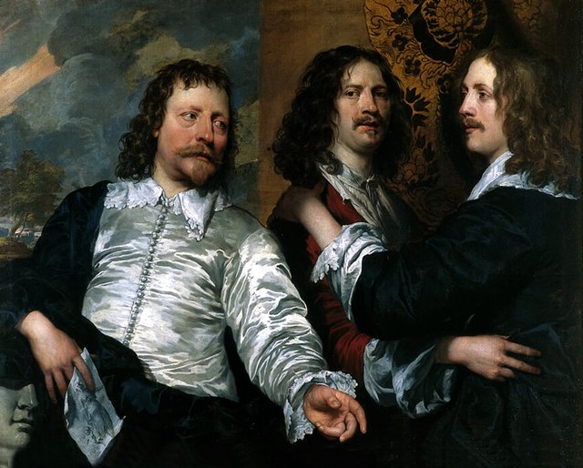 Portrait of the artist with Nicholas Lanier and Sir Charles Cotterell by William Dobson