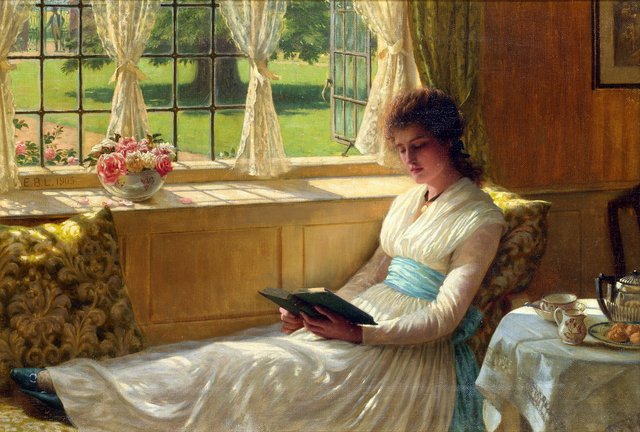 The window seat by Edmund Blair Leighton