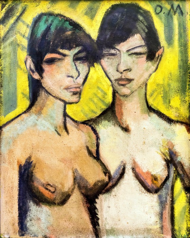 Half-Length Portrait of Two Nude Women by Otto Mueller