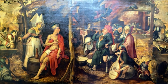 Job, visited on the dunghill by demons, is being berated by his wife by Jan Mandijn