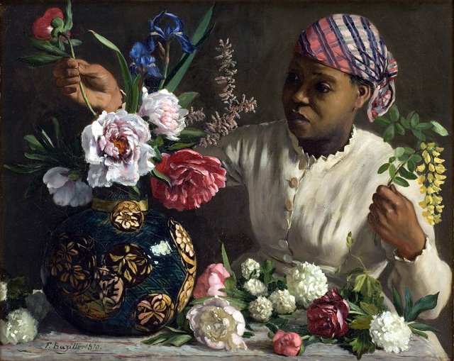 Black Woman with Peonies by Frédéric Bazille