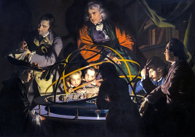 A Journalist Lecturing on the Orrery by Joseph Wright of Derby