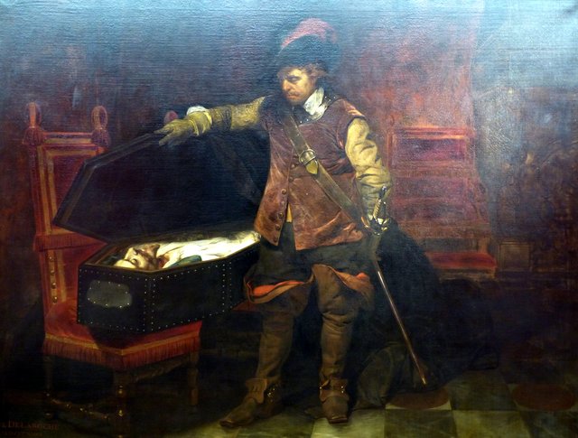 Cromwell discovering the coffin of Charles I by Paul Delaroche