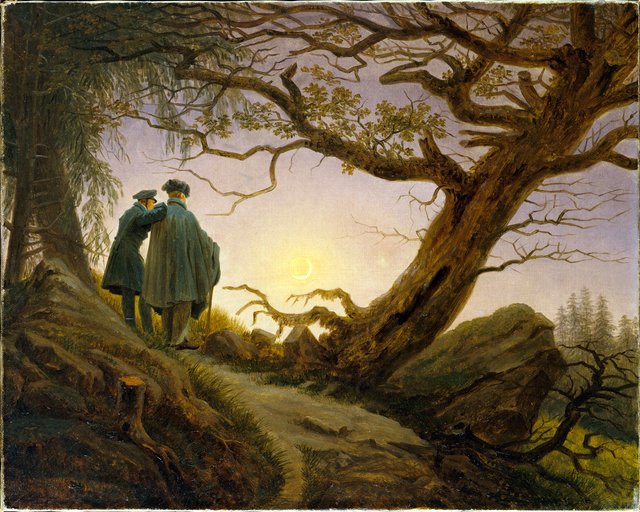 Two men contemplating the Moon by Caspar David Friedrich