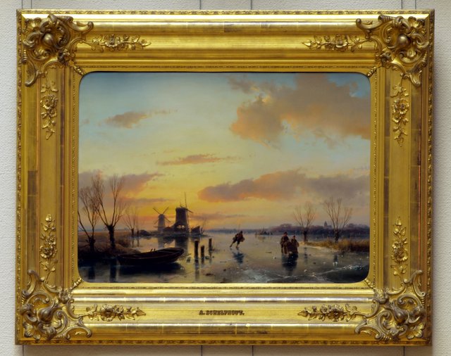 Winter landscape by Andreas Schelfhout