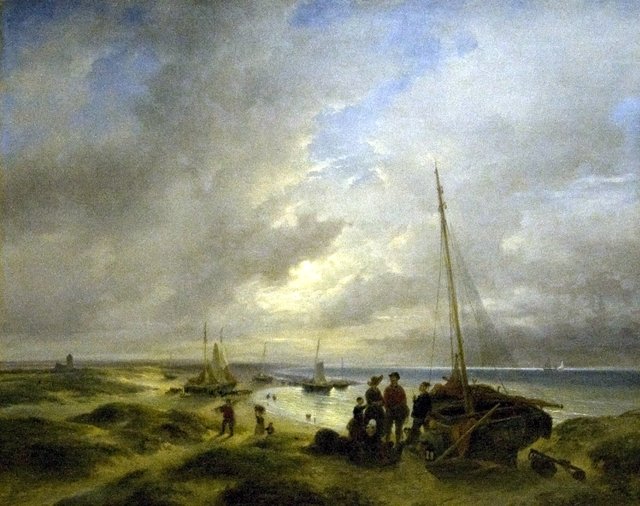 Beach at Katwijk by Andreas Schelfhout