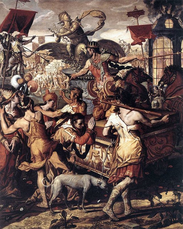 The three youths in the fiery furnace by Pieter Pietersz the Elder