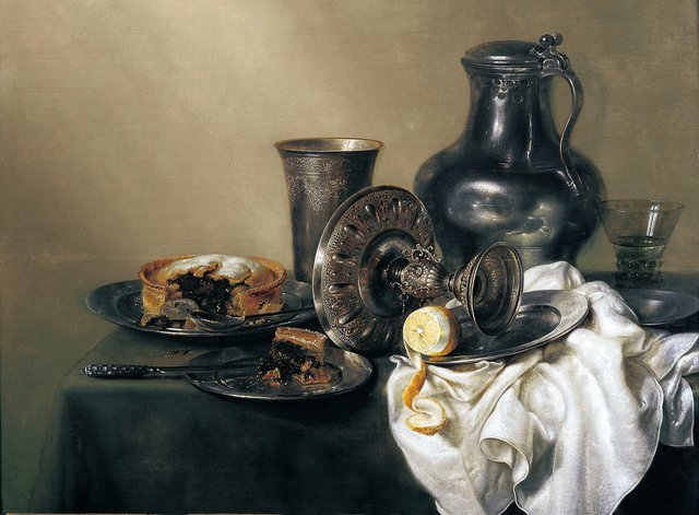 Still Life with Half-eaten Pie by Willem Claesz. Heda