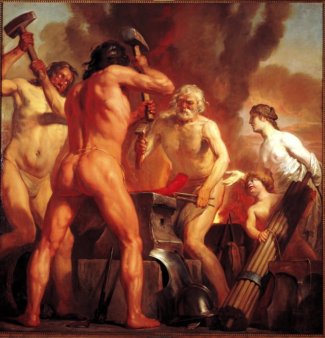 Venus and Cupid in Vulcan's smithy by Jan de Bray