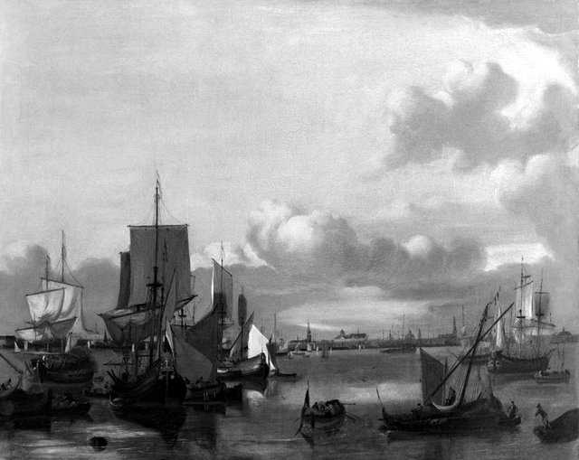 Gezicht op Amsterdam gezien vanaf het IJ by Hendrick Dubbels