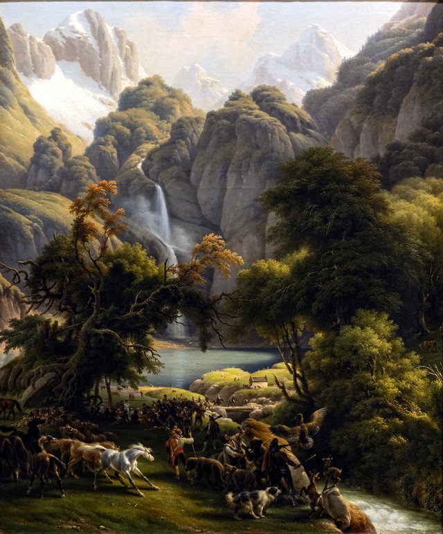 La Chasse à l'ours vers la cascade du lac d'Oo, près de Bagnères-de-Luchon by Louis-François, Baron Lejeune