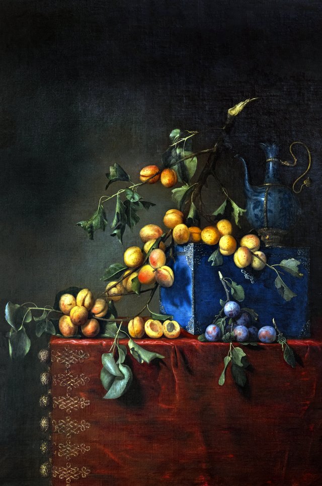 Still Life with Plums and Apricots by Pierre Dupuis