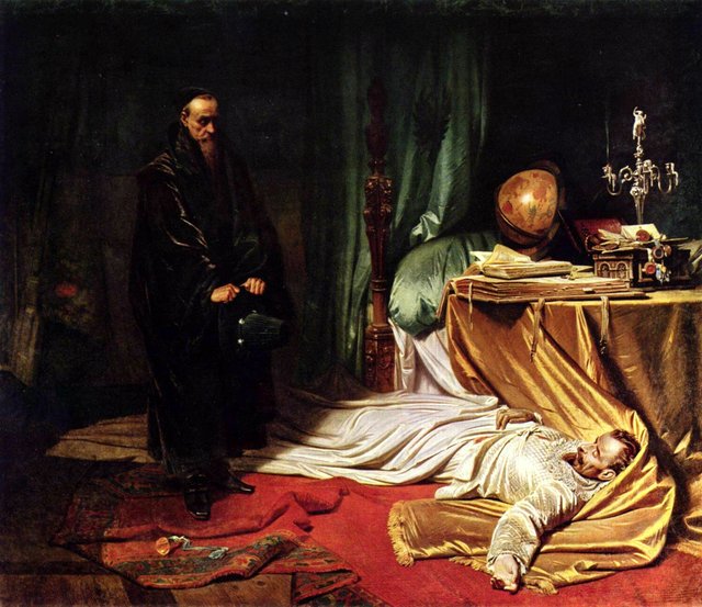 Seni at the dead body of Wallenstein by Karl von Piloty