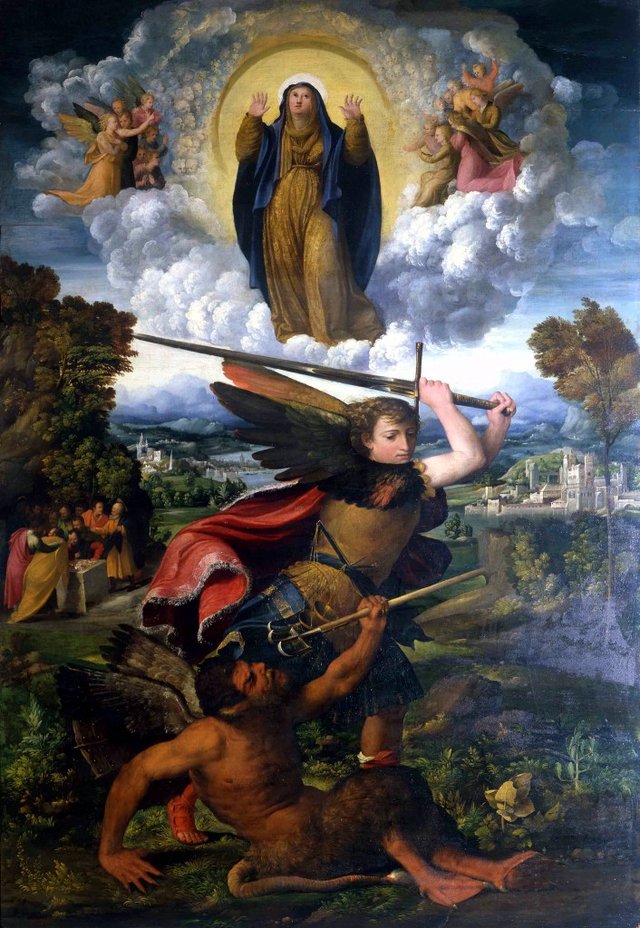 Virgin of the Assumption and St. Michael the Archangel by Dosso Dossi