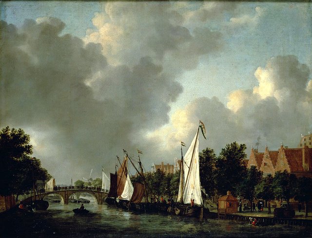 The Prinsengraacht near the Reesluis in Amsterdam by Reinier Nooms